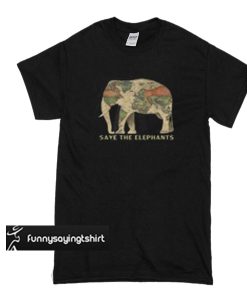 Save the elephants world map t shirt
