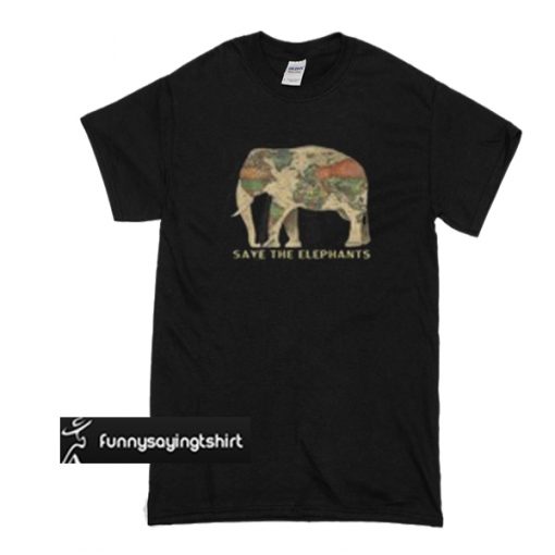 Save the elephants world map t shirt