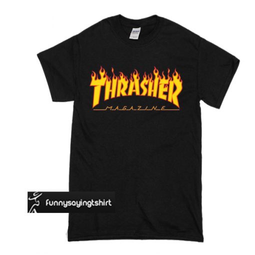 Thrasher Skateboard Skate Mag Flame Logo t shirt