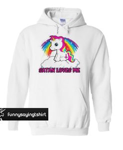 satan loves me unicorn rainbow hoodie