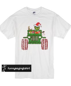 Grinch and Max Driving Jeep Christmast t shirt