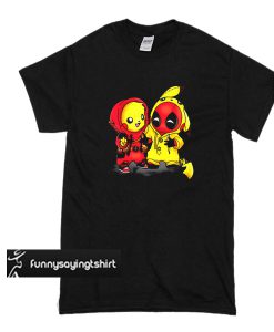 Pikapool Pikachu Pokemon and Deadpool t shirt