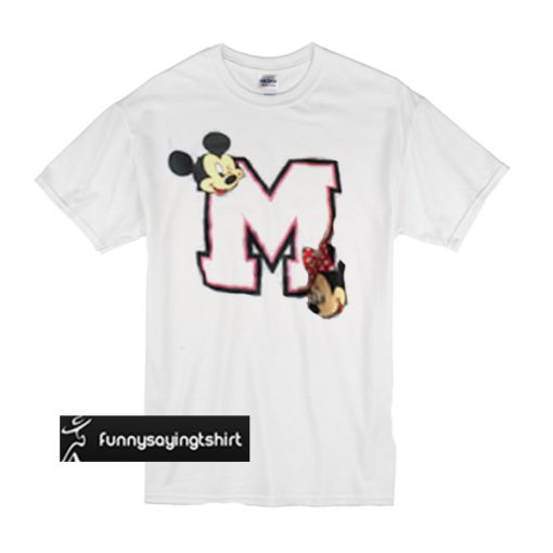 mickey mouse and minni mouse logo t shirt