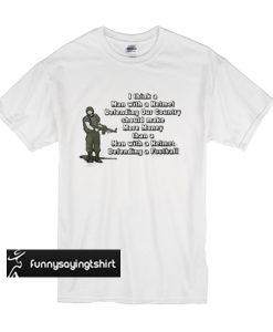 think a Man with a Helmet defending our country t shirt