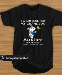 Snoopy and Woodstock I wear blue for my grandson autism awareness t shirt