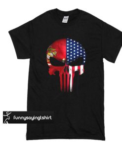 USA Flag American Skull Punisher Veteran Army Marine t shirt