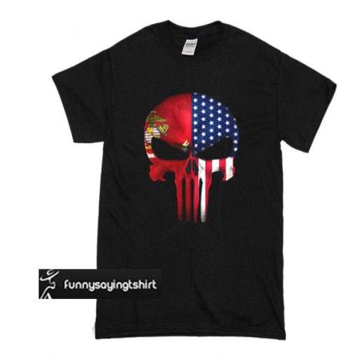 USA Flag American Skull Punisher Veteran Army Marine t shirt