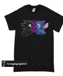 Baby Toothless Dragon and Stitch fashionable T shirt