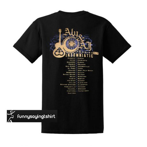 Aly & AJ tour Insomniatic 2007 T Shirt Back
