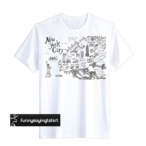 New York City Map Illustration and Wall Decal t shirt