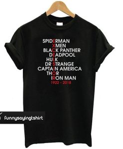 Stan Lee Excelsior Marvel Movie Names t shirt