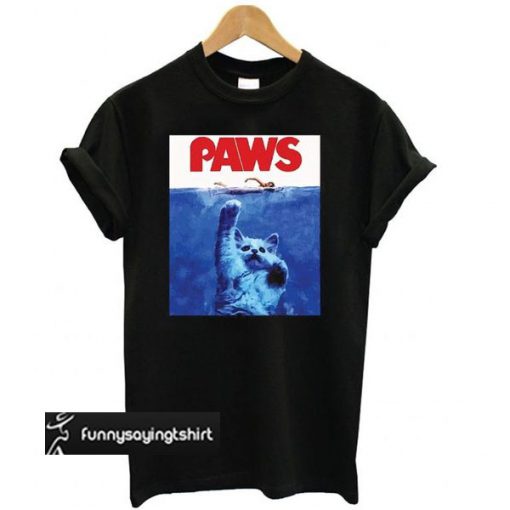 Paws Jaws Funny Cat T shirt