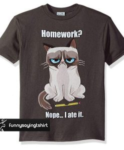 Grumpy Cat Boys' No Homework Graphic t shirt