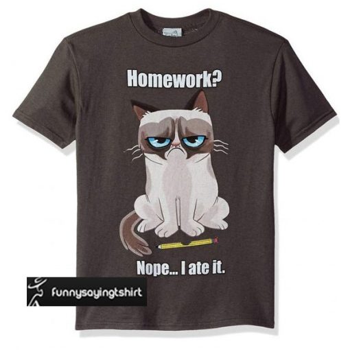 Grumpy Cat Boys' No Homework Graphic t shirt