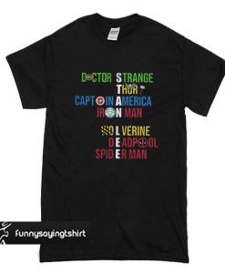 Stan Lee Avengers Team Names T shirt