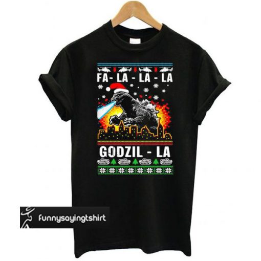 Fa La La La Godzilla ugly Christmas t shirt