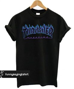 Thrasher Blue flame black t shirt