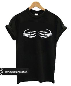 HALLOWEEN skeleton hands boobs t shirt