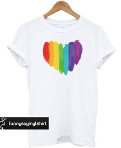 LGBTQ watercolor love heart t shirt