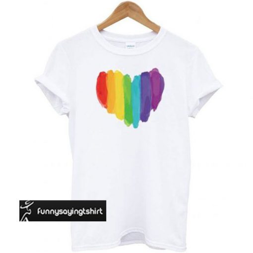 LGBTQ watercolor love heart t shirt