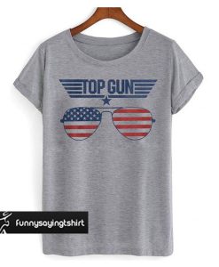 Top Gun Adult Unisex American Flag Glasses Crew t shirt