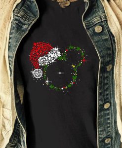 Mickey Minnie Head disney diamond Christmas Santa Claud t shirt