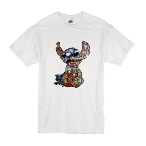 Disney Characters inside Stitch t shirt