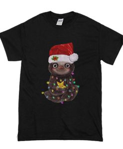 Santa Baby Sloth Christmas light ugly t shirt