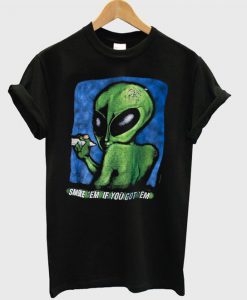 90s Distressed Smoking Alien Grunge t shirt