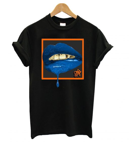 Blue Lips Black t shirt