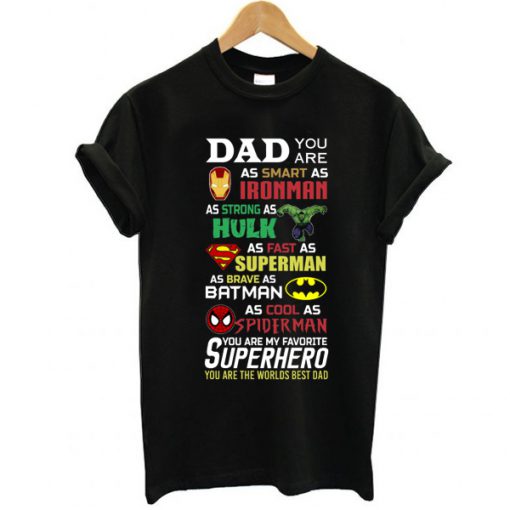 Dad you are smart as Ironman strong as Hulk fast as superman t shirt ...