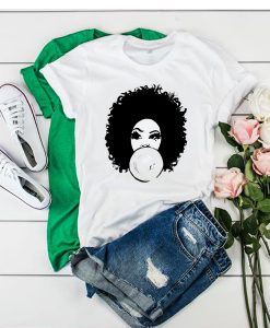 Curlyfro Girl Bubble Gum Natural Hair Black t shirt