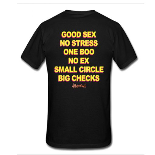 Good Sex No Stress No Boo No Ex Small Circle Big Checks t shirt