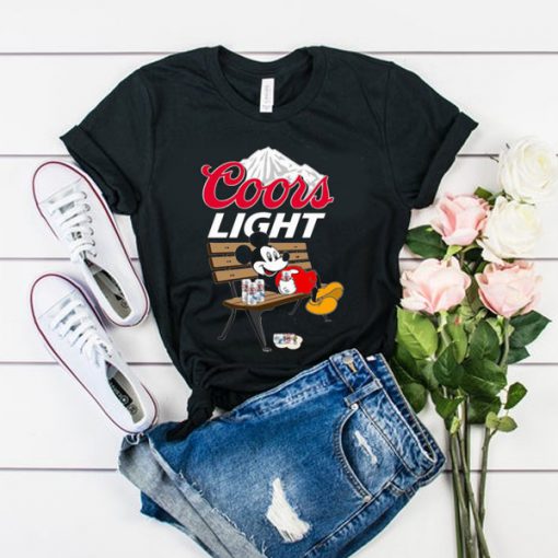 Mickey mouse drinking Coors Light t shirt