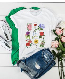 Blooms Botanical Flower Floral Chart t shirt