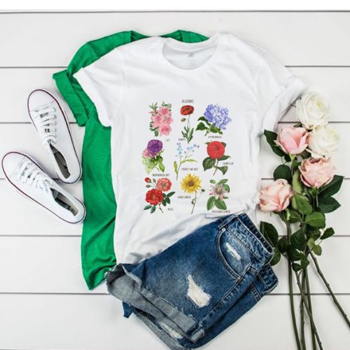 Blooms Botanical Flower Floral Chart t shirt