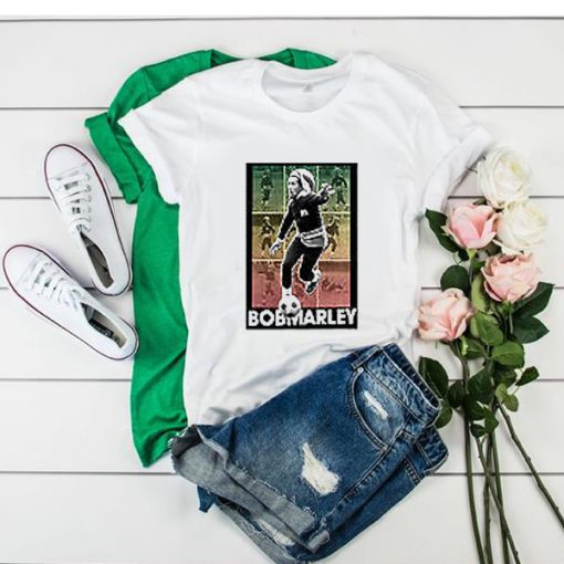 Bob Marley Playing Football Soccer t shirt