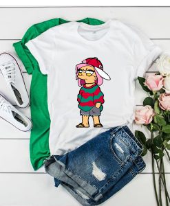 Grunge Lisa Simpson Pink Hair Red & Green t shirt