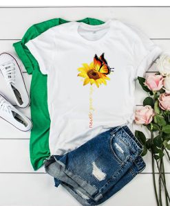 Never Give Up Sunflower Butterfly tshirt