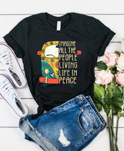 Hippie car Imagine all the people living life in peace t shirt