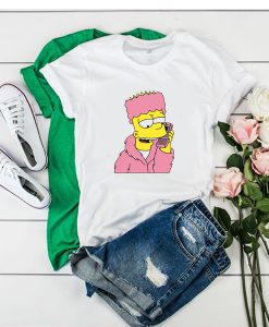 Bart Simpson Camron Dipset Killa Bart Pink Meme Hip Hop t shirt