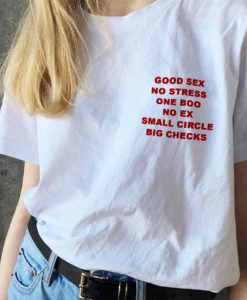 Good Sex No Stress One Boo No Ex Small Circle Big Checks Pocket Print tshirt