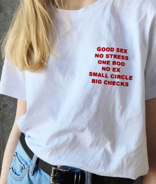 Good Sex No Stress One Boo No Ex Small Circle Big Checks Pocket Print tshirt