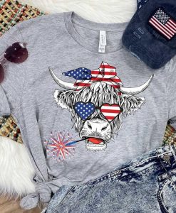 Fourth of July Cow Patriotic t shirt