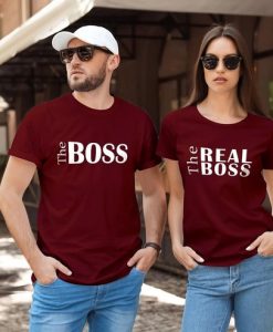 The Boss The Real Boss - Couple T-Shirts thd