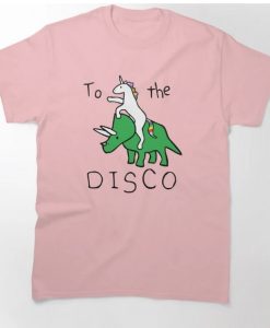 To The Disco-Unicorn Riding Triceratops T-Shirt thd