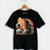 Retro samurai Cat With Wave T-shirt thd